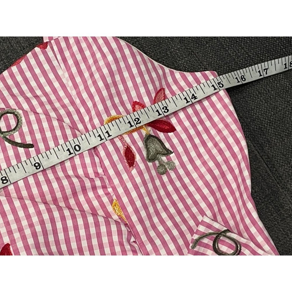 Vintage Y2K Rare Editions Pink White Gingham Fit and Flare Embroidered Dress - Picture 9 of 11